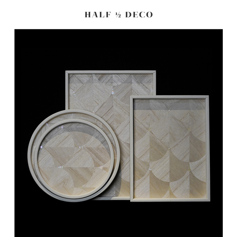 Half ½ Deco Modern Minimalist Light Luxury Sparkling Shell-Pattern Square and Round Tray for Sales Office Model Homes