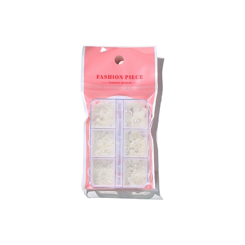 Бусины для маникюра из жемчуга, смешанный аксессуар, белое украшение для ногтей, 12 ячеек