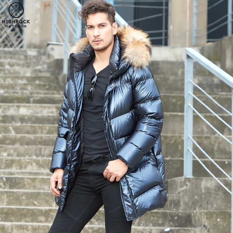 Highrock heathen stone winter down jacket with male and female mid-length version thickened anti-chill jacket National tide jacket