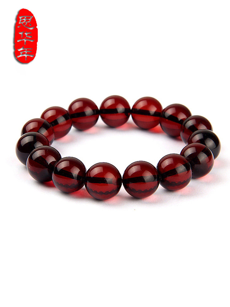 Sihua Nian Natural Amber Beeswax Women's Blood Amber Bracelet 8-20mm Beads Men's Bracelet with Certificate of Birth Year