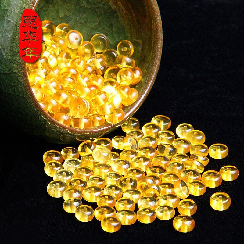 Sihua year Baltic natural amber beeswax raw stone Amber spacer Jin Po loose beads abacus beads partition beads accessories