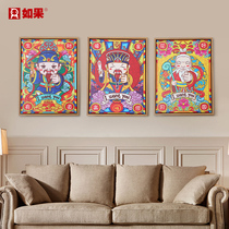 God of Wealth decorative painting new Chinese style modern living room entrance restaurant Wall aisle wall painting wall painting wall painting