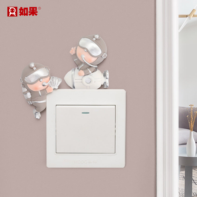 Scuba Diver Switch Patch Wall Patch Border Protection Sleeve Creativity Solid light switch Decorative Patch Socket panel Switch sleeve