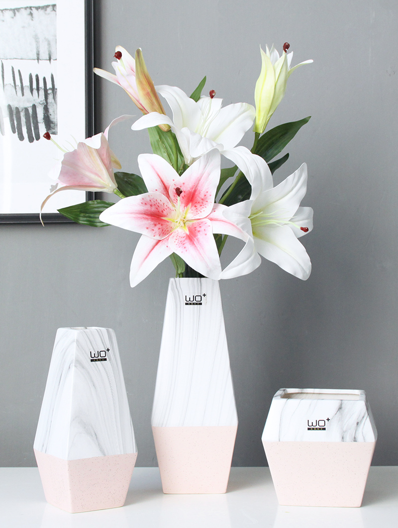 The Send + computer decorative furnishing articles household act the role ofing is tasted creative move pink ceramic marble vase flowerpot