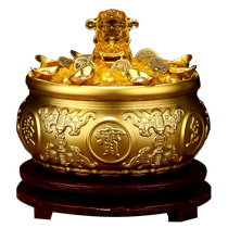 Cornucopia ornaments to attract wealth and gather wealth solid copper brass God of Wealth living room home office shop wealth rice cylinder