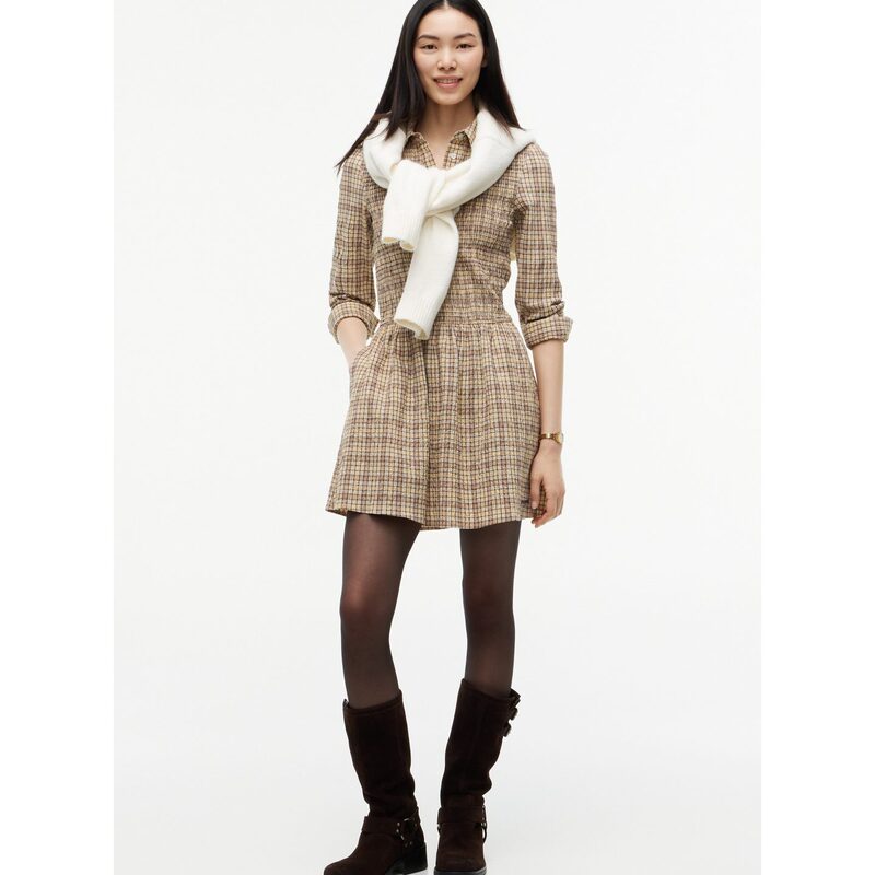 Korean Purchasing Agent for Autumn and Winter 26 Tommy Women's Plaid Long-Sleeved Mini Dress Slim Fit Lapel T32G7Wop12Twt1 Korean Purchasing Agent for Autumn and Winter 26 Tommy Women's Plaid Long-Sleeved Mini Dress Slim Fit Lapel T32G7Wop12Twt1