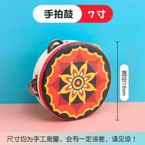 Ethnic shot of classical dance instruments multi-color tambourine Hanfu bells holding ancient style dance teacher children props