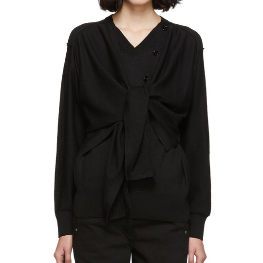 Lemaire Wool Sweater Top for Women 24 Spring and Autumn New Style Fake Two-Piece European and American Pullover V-Neck Knitwear Jacket