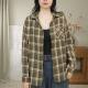 2025 Autumn New Polo Collar Loose Casual Long Sleeve Pure Cotton Vintage Commuting Plaid Shirt for Women 25112