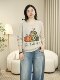 American-Style V-Neck Pumpkin Print Knit Sweater for Women, Versatile for Commuting, Long-Sleeved Top That Covers the Body 2868