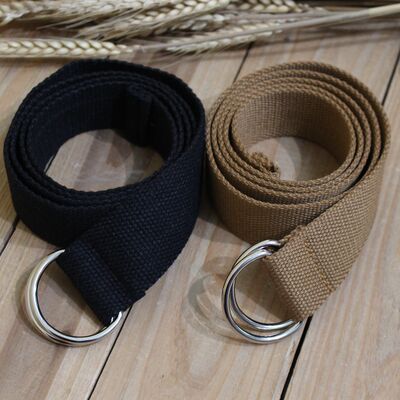 Versatile casual canvas single-loop double-loop buckle belt 2024 new style trendy and fashionable slimming extended belt for women