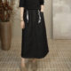 2025 Autumn Retro Old Money Style Belted Denim Skirt for Women Elastic Waist Loose Slimming Slit A-Line Skirt