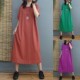 New women's casual solid color short-sleeved T-shirt dress 2024 summer loose slimming simple Hong Kong style mid-length skirt