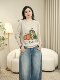 American-Style V-Neck Pumpkin Print Knit Sweater for Women, Versatile for Commuting, Long-Sleeved Top That Covers the Body 2868