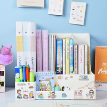 Desktop File Shelf A4 information shelf Student book with pen holder File bar Multi-layer file box containing bookcase stationery