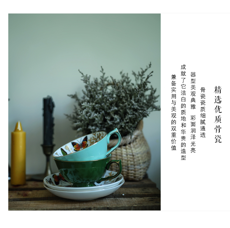 Wonder HOME Tiếng Anh Cup trà đỏ Châu Âu Cup cà phê cổ điển Trà chiều Petty Butterfly Bone Tea Tea Cup 24k Gold - Cà phê phin pha cafe đẹp