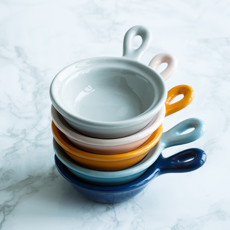 Wonderful Home Day Style Sauce Dish ceramic Saucer Dish Vinegar Dish Cute Round Handle Sauce Dish Mini Nordic Livable