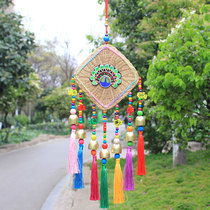 Good luck wind chime creative bamboo tassel hanging decoration living room bedroom Zhaocai wall decoration door decoration Yunnan special gift