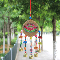 Small reunion hanging ornaments bamboo silk embroidery wind chimes living room dining room wall decoration Yunnan hand made ethnic crafts door decoration