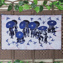Batik painting spring love large banner cotton wall hanging restaurant homestay decoration background painting Yunnan ethnic handmade cloth painting
