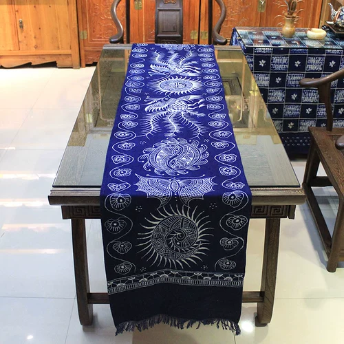 Миоолианский восковой настольный флаг ритровый ручной работы синий краситель