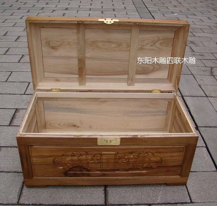 Cao cấp đầy đủ hương gỗ hộp quần áo hộp thư pháp và hộp hoa và chim / mong muốn tốt lành / phong cảnh Dongyang khắc gỗ hộp đám cưới - Cái hộp thung go soi