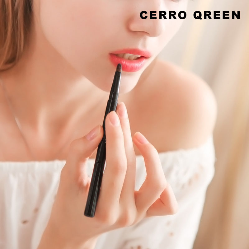 Cerro Qreen Lip Brush Portable Retractable Lipstick Concealer Brush Lipstick Lip Gloss Brush with Lid Metal Tube Makeup Brush