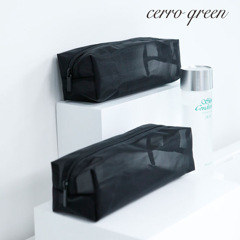 Cerro Qreen New Pint Black Transparent Yarn Grid Makeup Bag wash containing bag Gauze Bag 3 specifications
