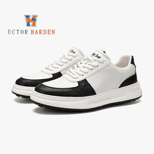 ECTOR HARDEN High end Luxury Brand Men's Shoes 2024 Summer New Genuine Leather Thick Sole Casual Little White Shoes