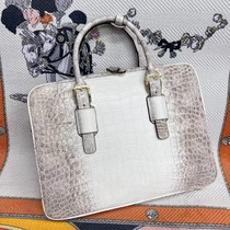 Luxurious crocodile leather mens bag genuine leather mens large capacity fashionable new business computer official document handbag horizontal style