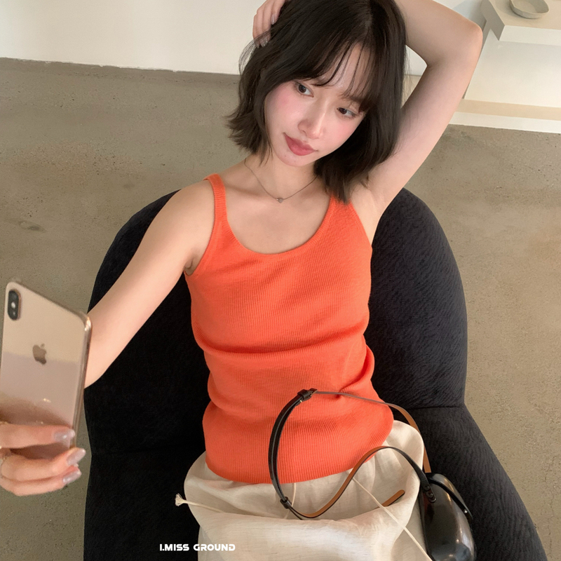 2026 Summer New Arrivals: Textured Knit Camisole, Korean-Style Simple Solid Color Casual Sleeveless Top, Versatile