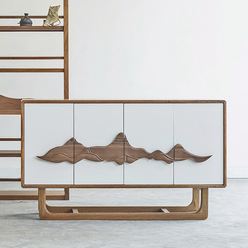 New Chinese Living Room Xuanguan Table Solid Wood Genguan Cabinet Zen of Classical leaning against wall for desk Xuanguan Bar case Several end of Jingguan