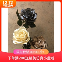 Simulation flower fake flower silk flower European style nostalgia American retro autumn color single painting oil painting rose Export Limited
