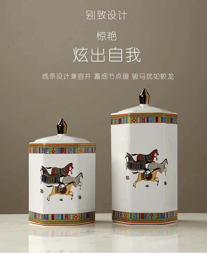 Jane 's light and decoration ceramics storage tank furnishing articles with cover between the Nordic creative caddy fixings candy jar example decorate