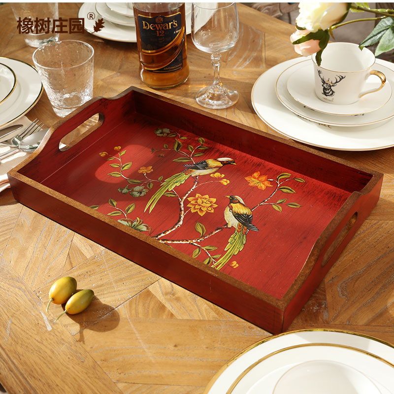 Chinese style living room dried fruit tray Tray Water Fruits Pan Swing Piece American Creative Retro Home Woody Wedding Decorated Fruit Tray