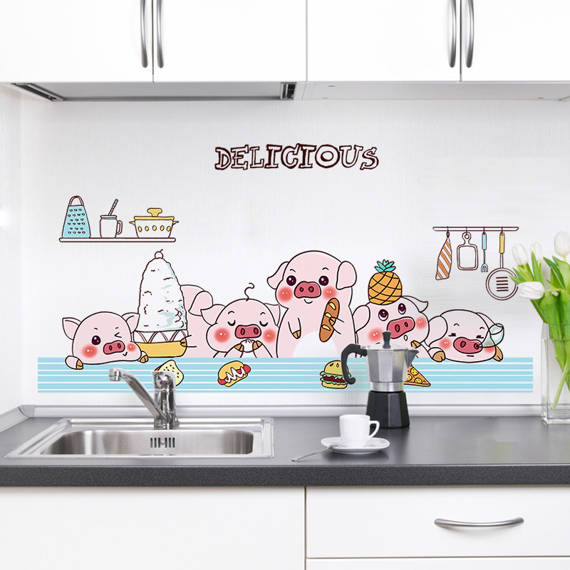 Kitchen oil-proof stickers oil-fume oil-proof paper waterproof wallpaper self-adhesive household wall stickers stove high temperature transparent wallpaper