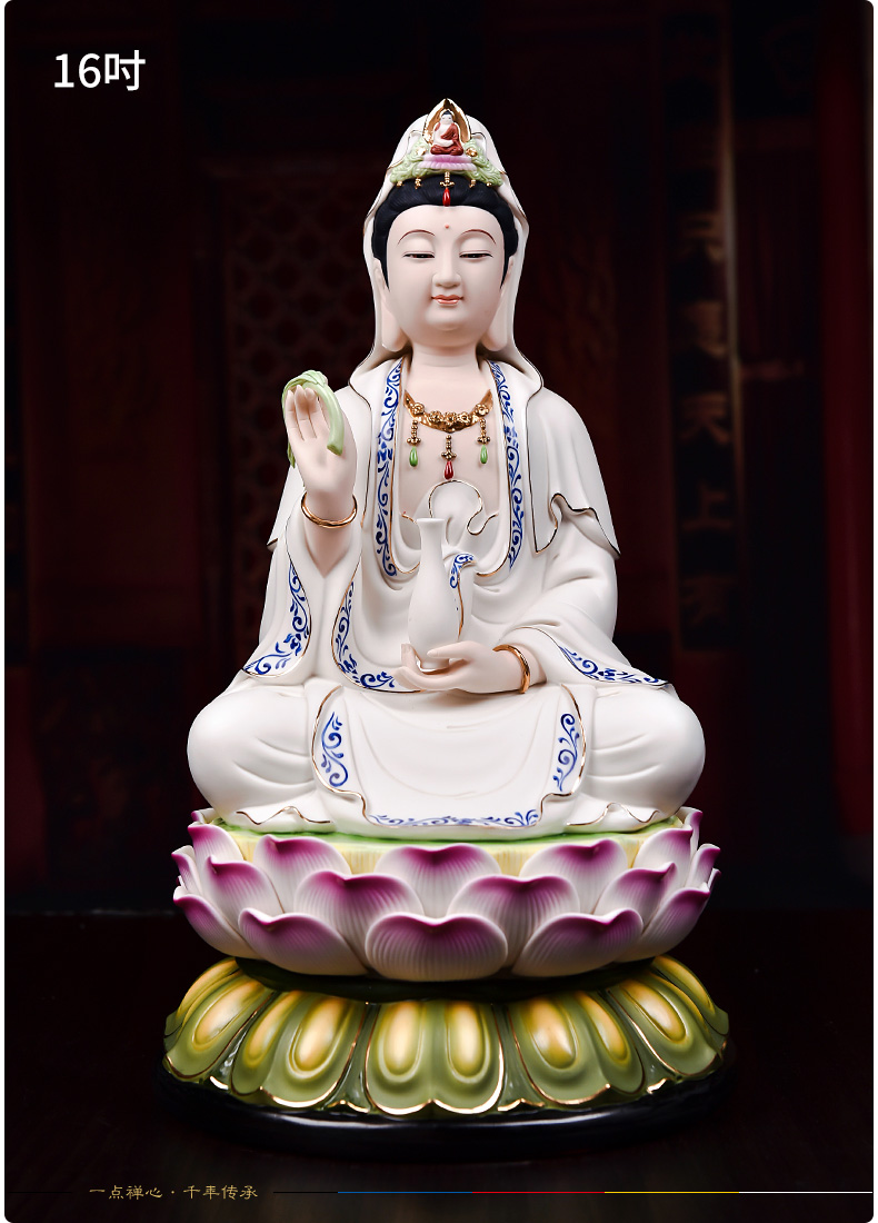 Yutang dai ceramic blue color western three holy spirit like the lotus statute of Buddha to occupy the home furnishing articles