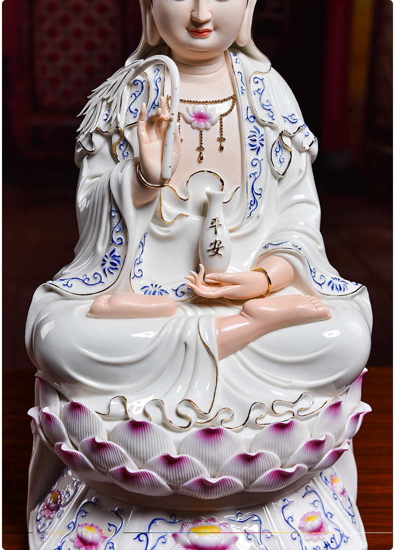 Yutang dai dehua porcelain its kwan Yin - statute six lotus guanyin worship that occupy the home furnishing articles/blue and white color