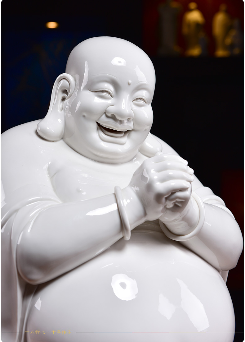 Yutang dai Lin Jiansheng manually signed laughing Buddha hall large porcelain decorative furnishing articles/26 inches congratulations maitreya D03-43
