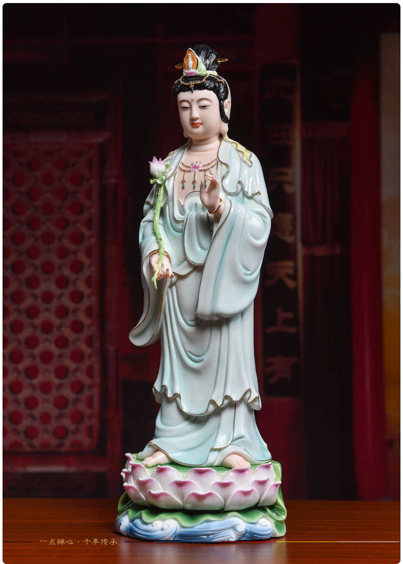 Yutang dai ceramic 17 inch western three holy spirit like home worship amitabha Buddha guanyin momentum to furnishing articles