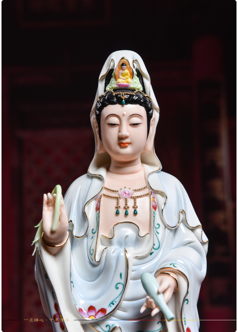 Yutang dai ceramic 17 inch western three holy spirit like home worship amitabha Buddha guanyin momentum to furnishing articles