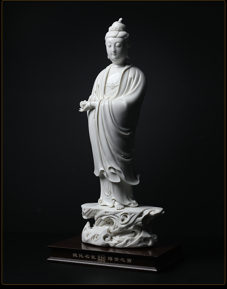 Yutang dai dehua white porcelain goddess of mercy Buddha enshrined furnishing articles jian - pin Lin lotus guanyin bodhisattva/D26-27