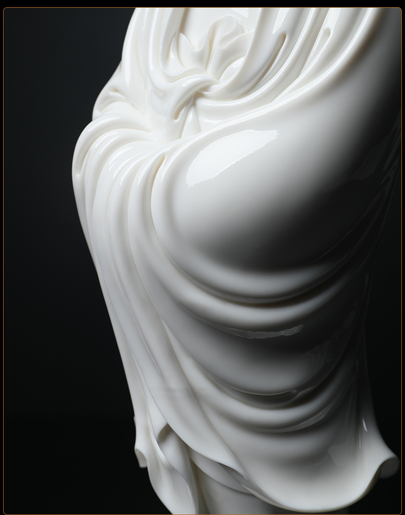 Yutang dai dehua white porcelain 12 inches across indicates the sea goddess of mercy corps Buddha worship that occupy the home furnishing articles Lin Luyang manually signed version of the master