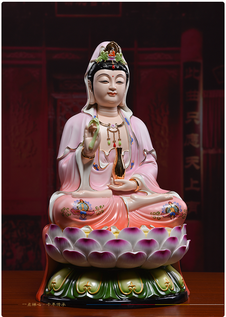 Domestic production is the shelves 】 【 guanyin bodhisattva ceramic powder coat of figure of Buddha zen flower goddess of mercy