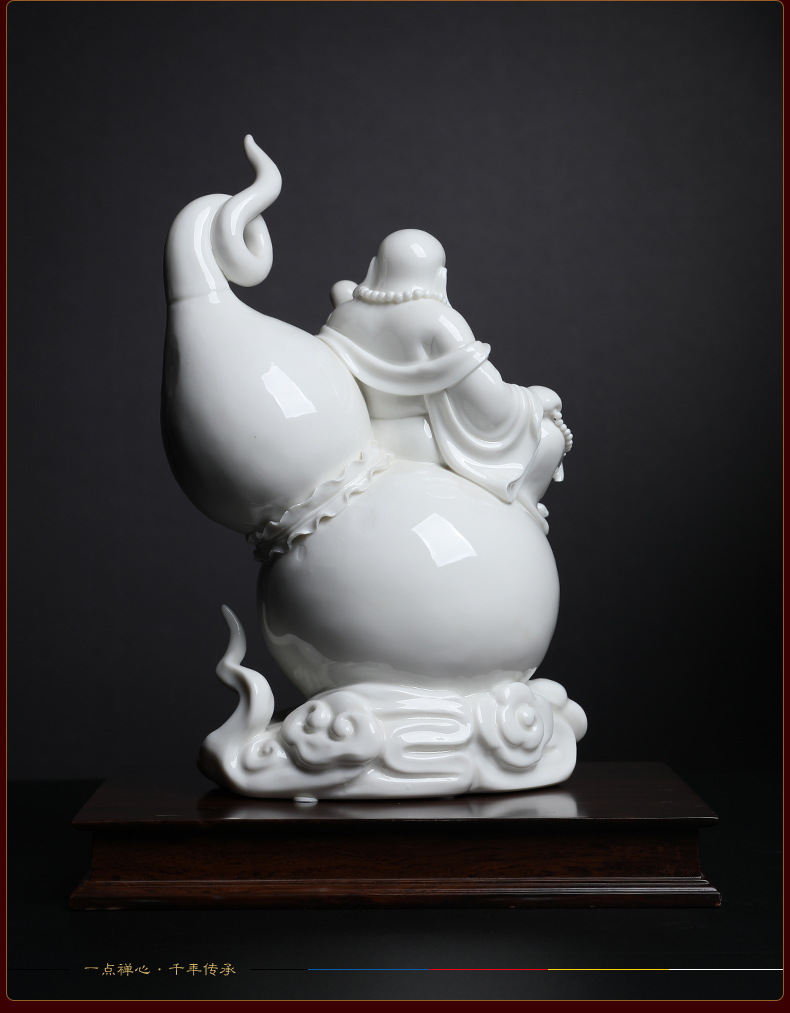 Yutang dai dehua white porcelain bottle gourd maitreya Buddha knocked up laughing Buddha sitting room craft supplies that occupy the home furnishing articles