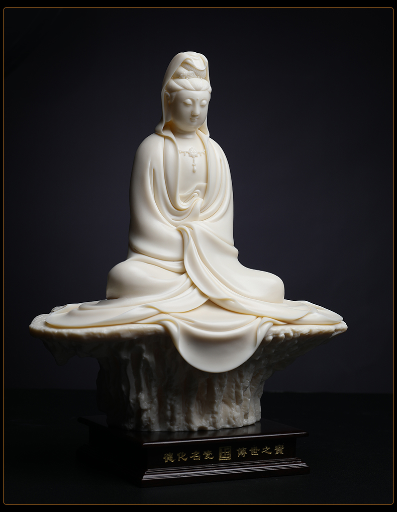 Yutang dai provincial master Lin Jiansheng works jade guanyin Buddha furnishing articles white/yellow porcelain ceramics D03-134