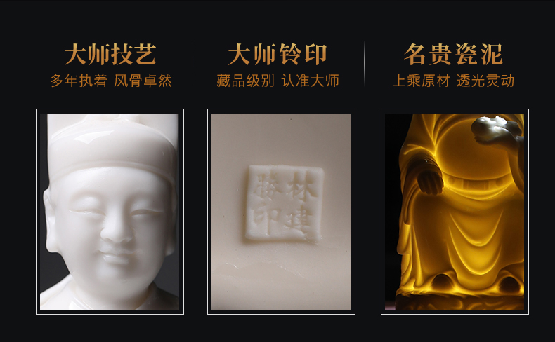 Yutang dai dehua white porcelain statute study furnishing articles ceramic its craft art collection permit gods