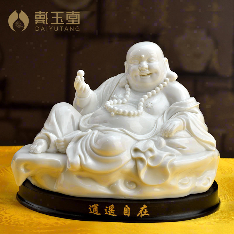Dai Yutang Dehua white porcelain Milford statue set pieces of Meller big belly laughing Buddha ceramic crafts opening gifts to send people