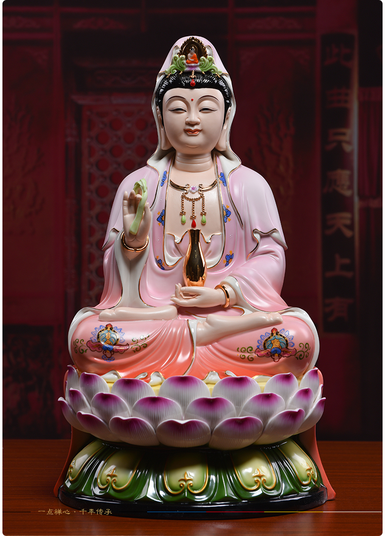 Domestic production is the shelves 】 【 guanyin bodhisattva ceramic powder coat of figure of Buddha zen flower goddess of mercy