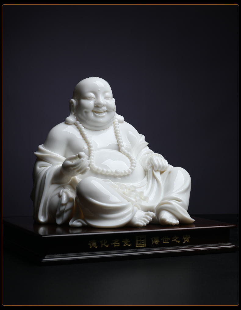 Yutang dai dehua ceramic furnishing articles at the provincial level master Lin Lu, whisking sign limited works bead maitreya jade white porcelain